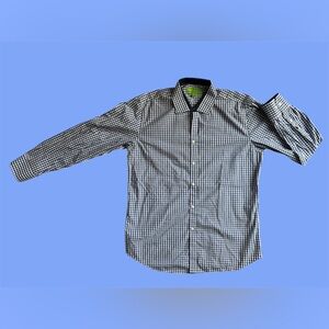Bristol & Bull White w Blue Gingham Check Long‎ Sleeve Button Up Shirt Men’s L